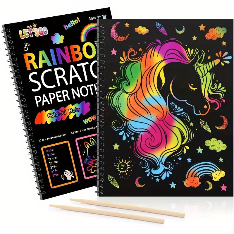 Scratch paper arts and crafts kit for kids gifts age 6-12 rainbow scratch  art set includes scratc