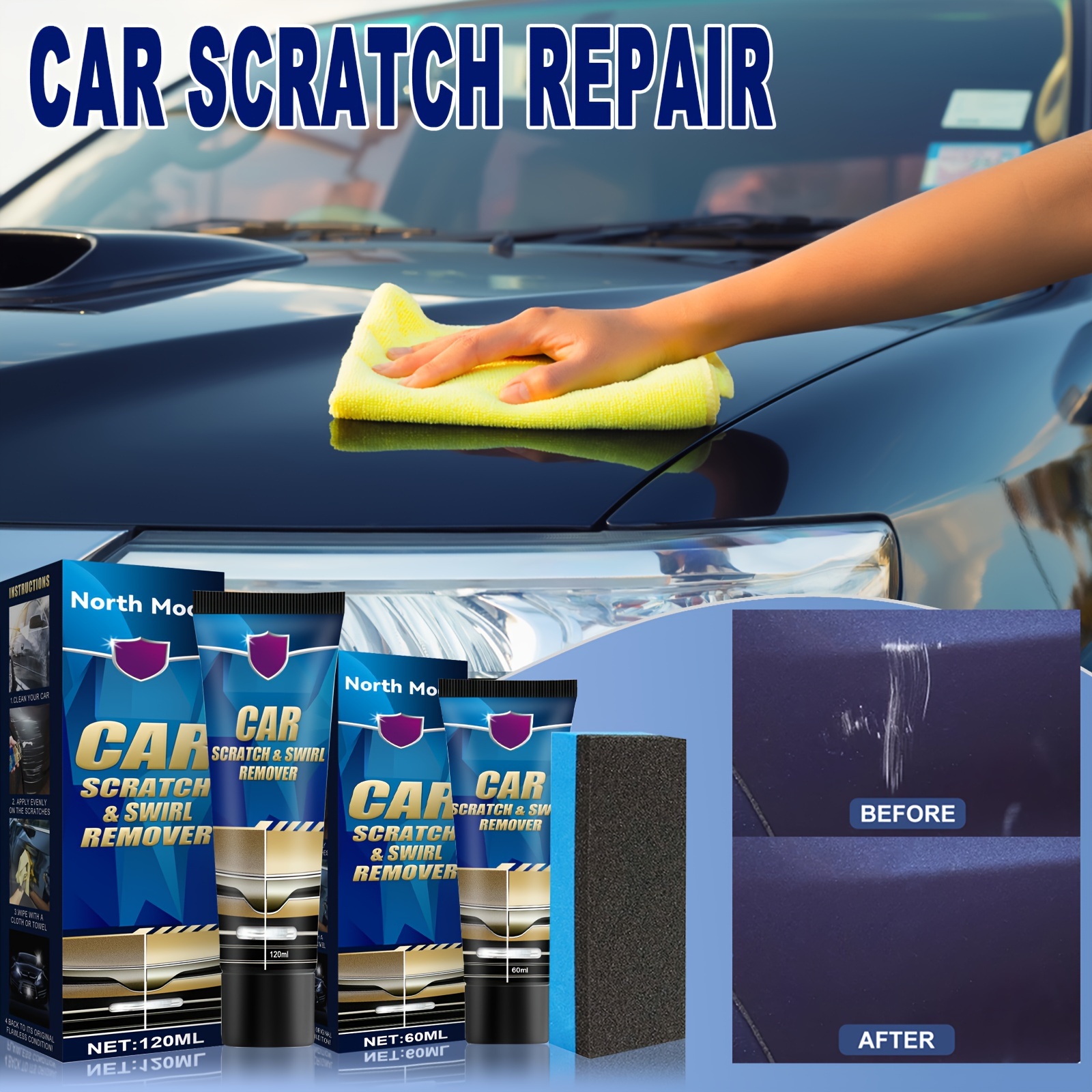 3PCS Car Scratch Repair Kit, Upgraded Professional Car Scratch Repair  Agent, Car Paint Scratch Repair Paste, Body Compound Car Scratch Remover,  Car
