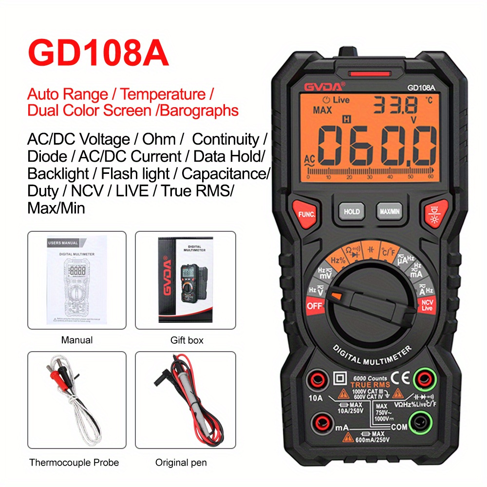 600mA 750V 60k Ohm Smart Electrician Digital Multimeter