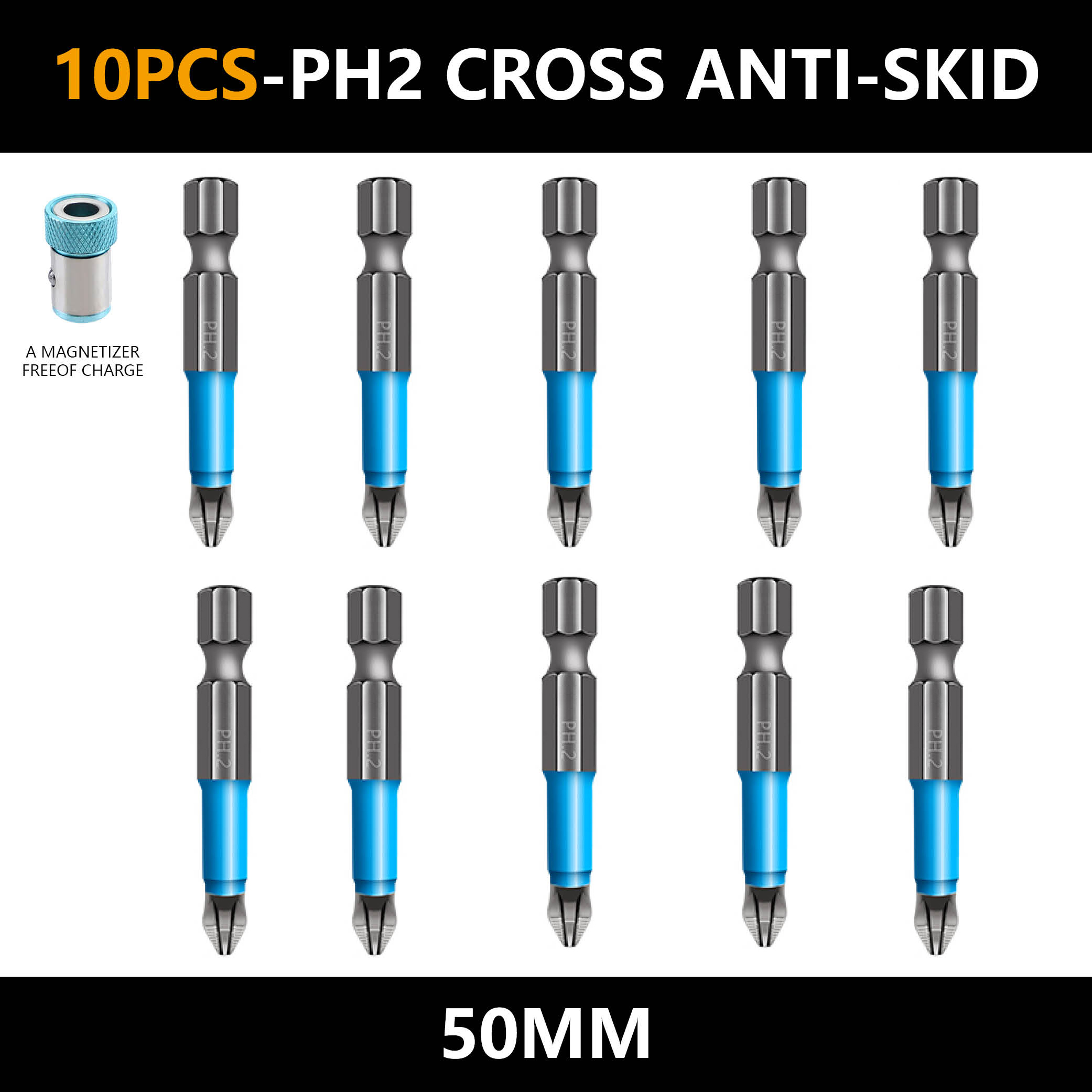 Foret magnétique antidérapant 6/7/10 pièces, embout d'extraction de vis de  tournevis à pointe antidérapante, embouts magnétiques PH2, tournevis croisé  (25 mm à 150 mm/ensemble) - Temu France