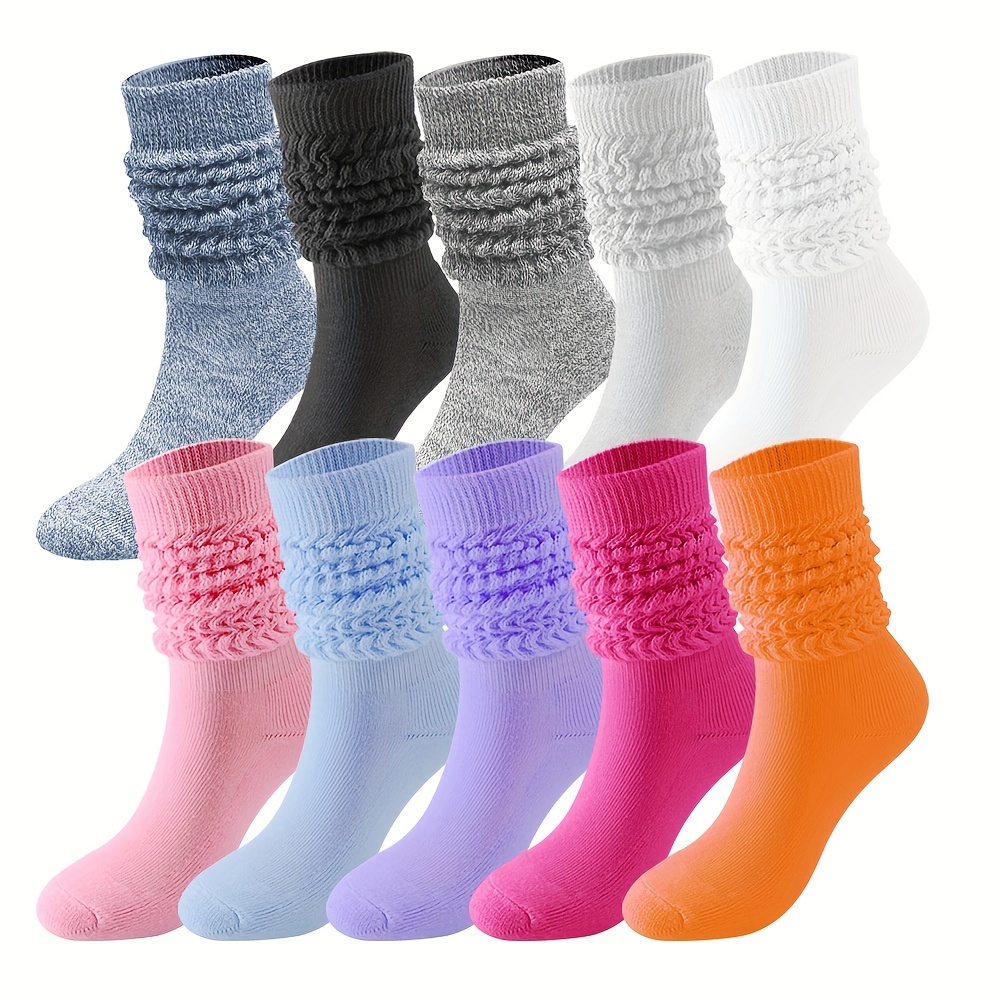 Buy 3 Pairs Slouch Socks for Women, Soft Extra Long Scrunch Knee High Sock,  Bulk Pack, White, One Size at