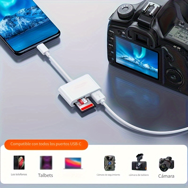  Lector de cámara de tarjetas SD para iPhone iPad, lector de  tarjetas de memoria de doble ranura para tarjetas compatible con tarjetas SD/MicroSD,  visor de cámara de rastro de alta velocidad