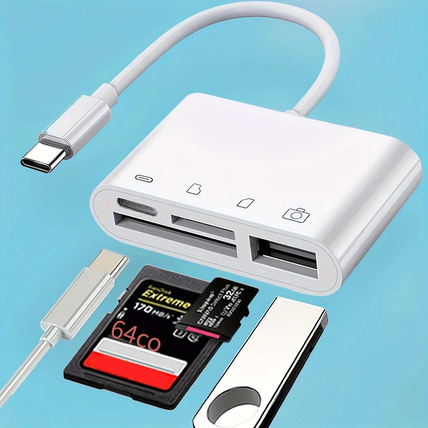 Lector de tarjetas SD Adaptador de cámara USB a iPhone, kit de conexión de  cámara USB OTG 5 en 1 con lector de tarjetas SD TF y conector de
