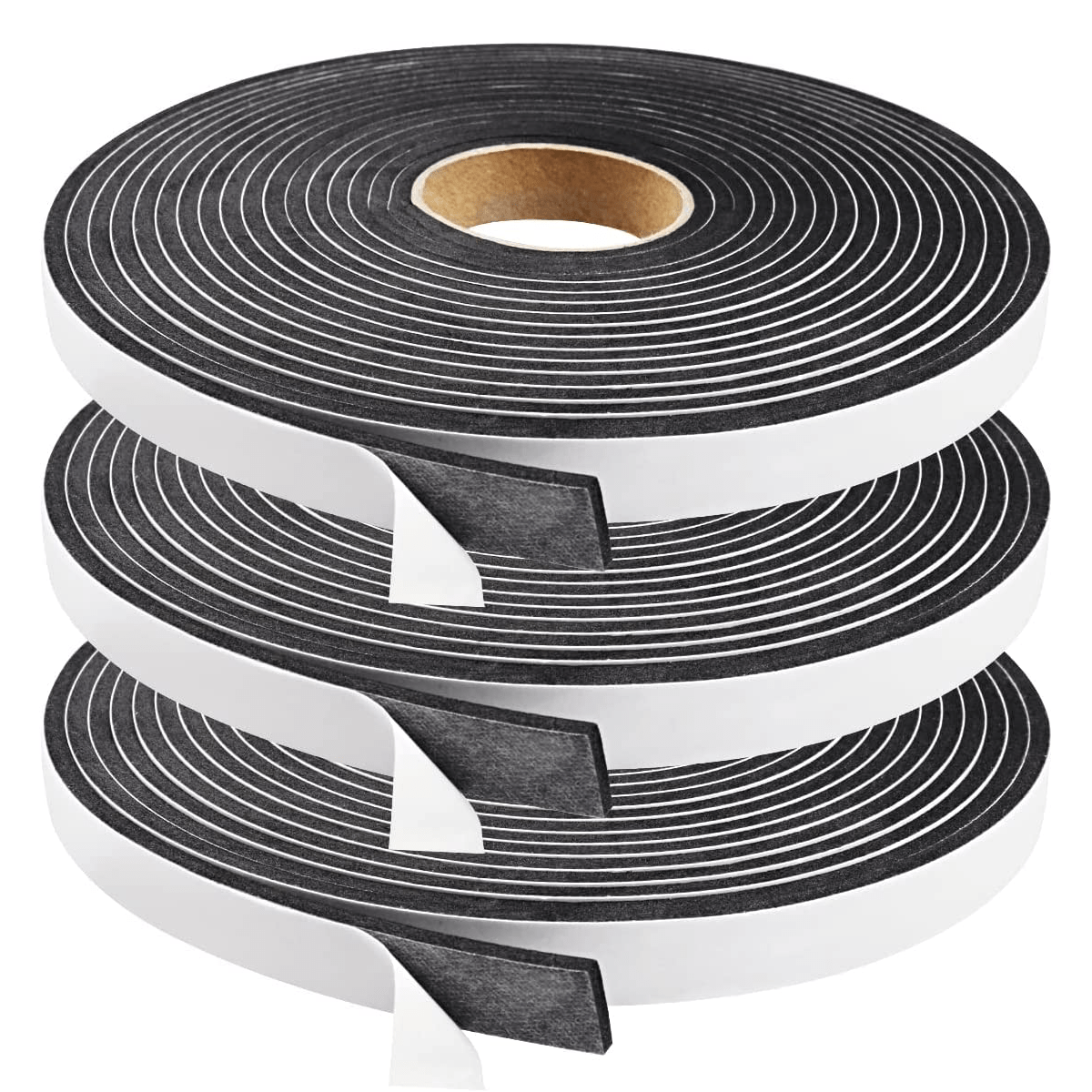 Neoprene Foam Strip Roll by Dualplex, 1 Wide x 10' Long x 1/4 Thick,  Weather Seal High Density Stripping with Adhesive Backing