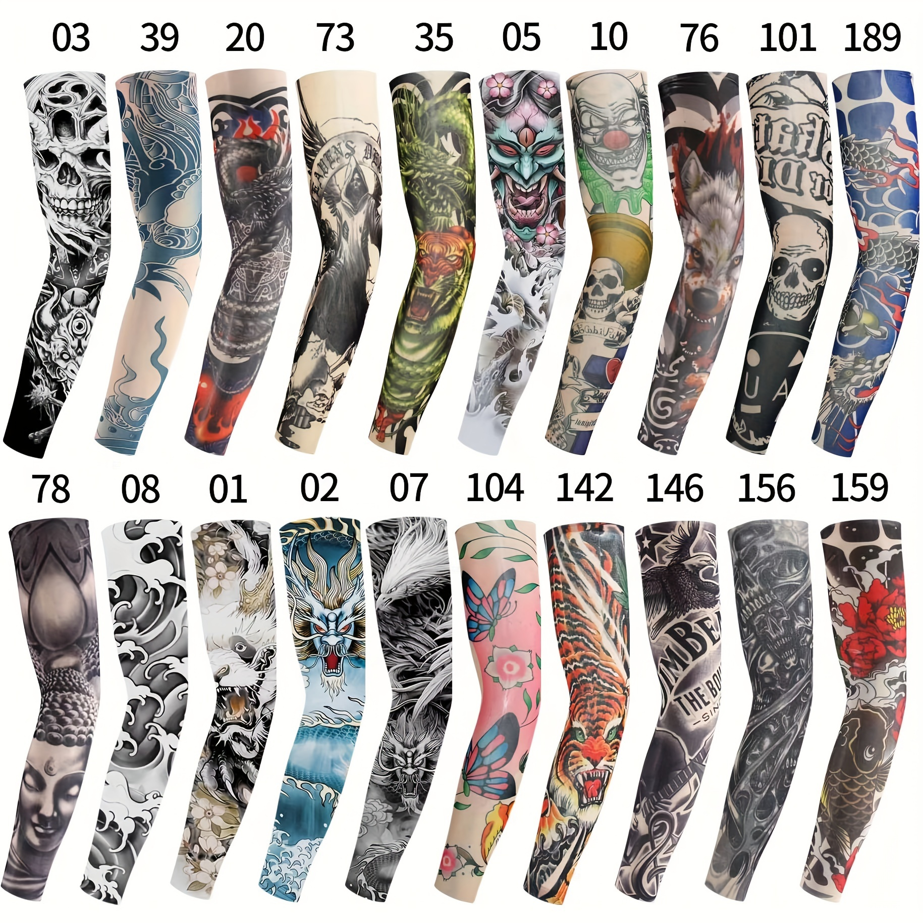 6Pcs Mangas tatuadas, Mangas Tatuajes Temporales Brazo Medias Falsos Mangas  Tatuajes Temporales Manga de Brazo de protección UV al Aire Libre para  Halloween, Fiesta de Carnaval : : Juguetes y juegos