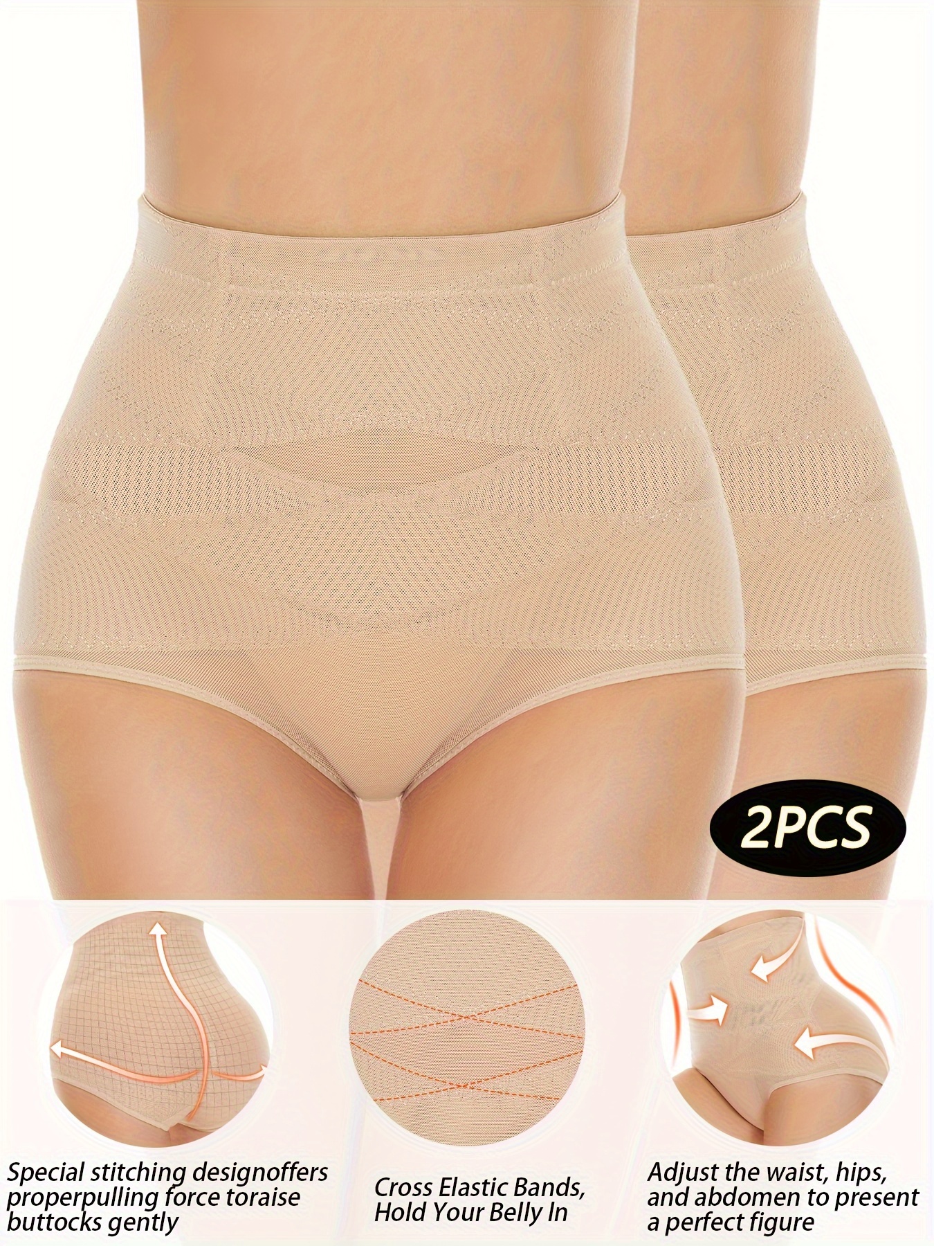 High Waist Tummy Control Underwear For Women Honeycomb Slimming Shapwear  Panty (Pack of 3)