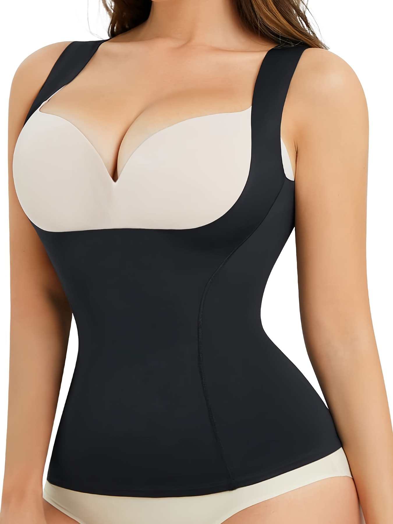 Seamless Solid Shaping Tank Tops, Tummy Control Slimmer Backless Top,  Women's Underwear & Shapewear