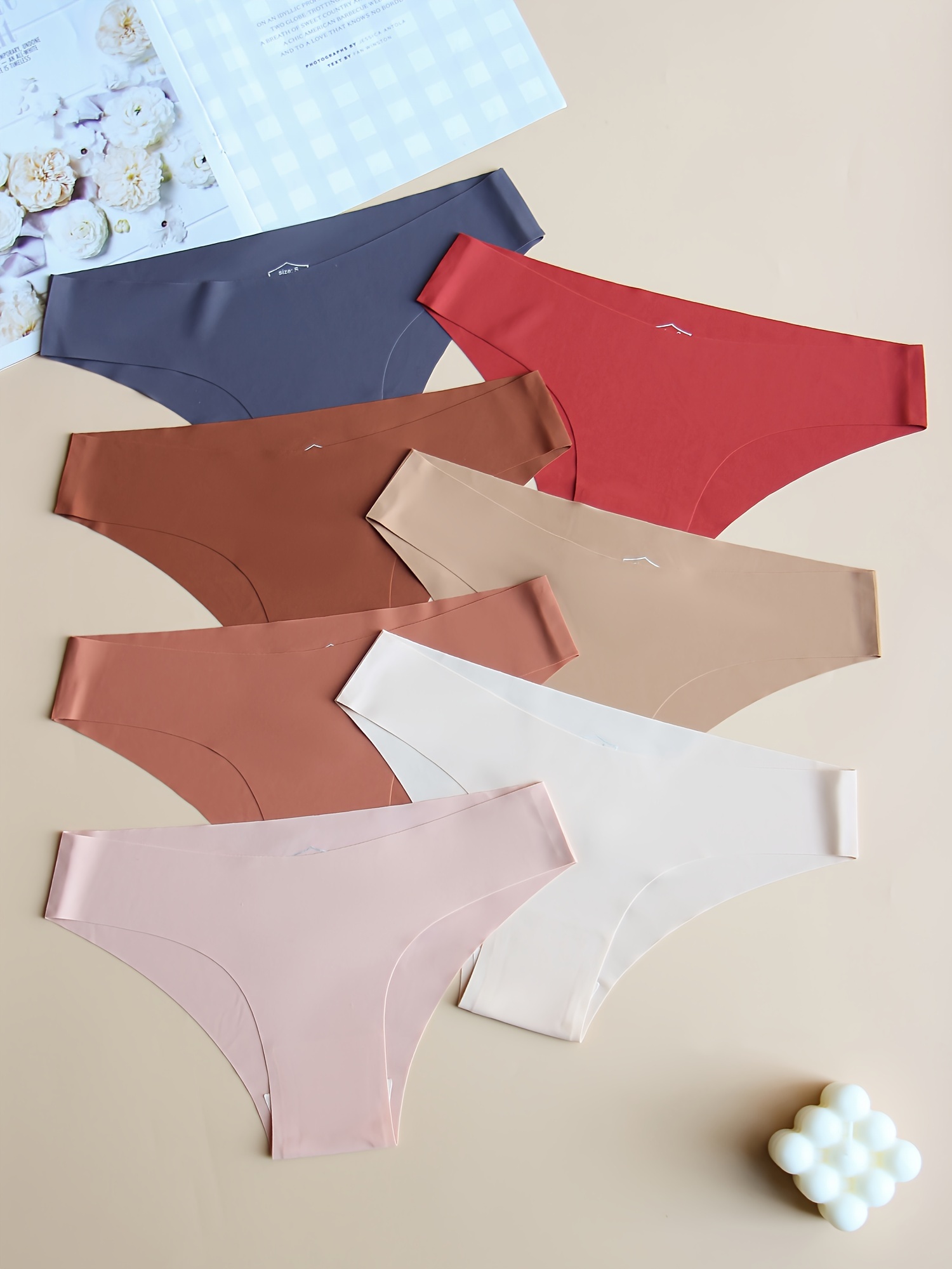 6pcs Seamless Solid Thongs, Soft & Comfy Intimates Panties, Women's  Lingerie & Underwear