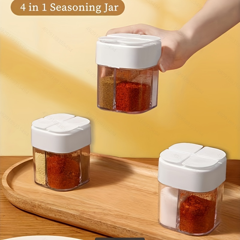 2pcs Yellow+white Household Kitchen Seasoning Jar Set With Quantitative  Design