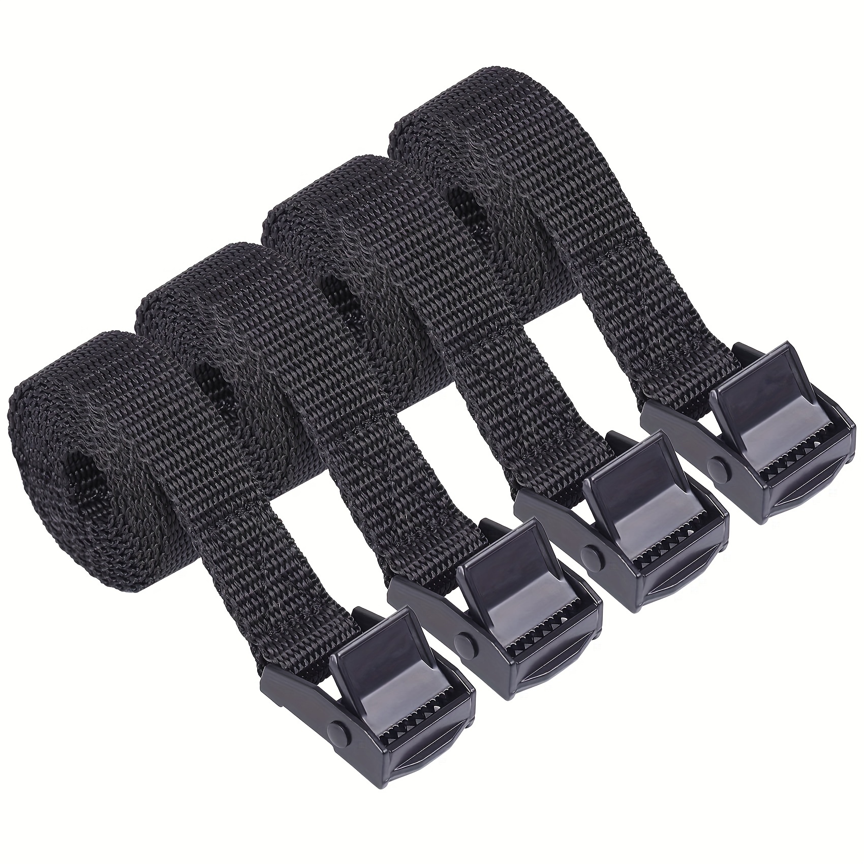 Utility Straps Tie Down Straps with Buckle Quick-Release Adjustable Nylon  Camping Sleeping Bag Straps Black 4 Pack (6 feet, Black)