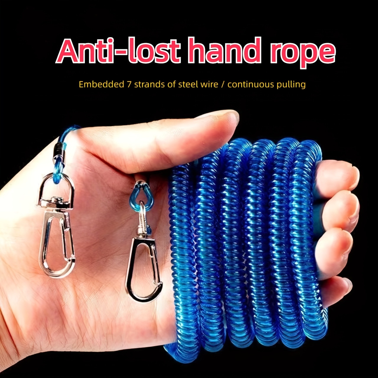 Retractable Coiled Tether Fishing Rope Coil Rod Leash Extension Cord Durable 20 Meters