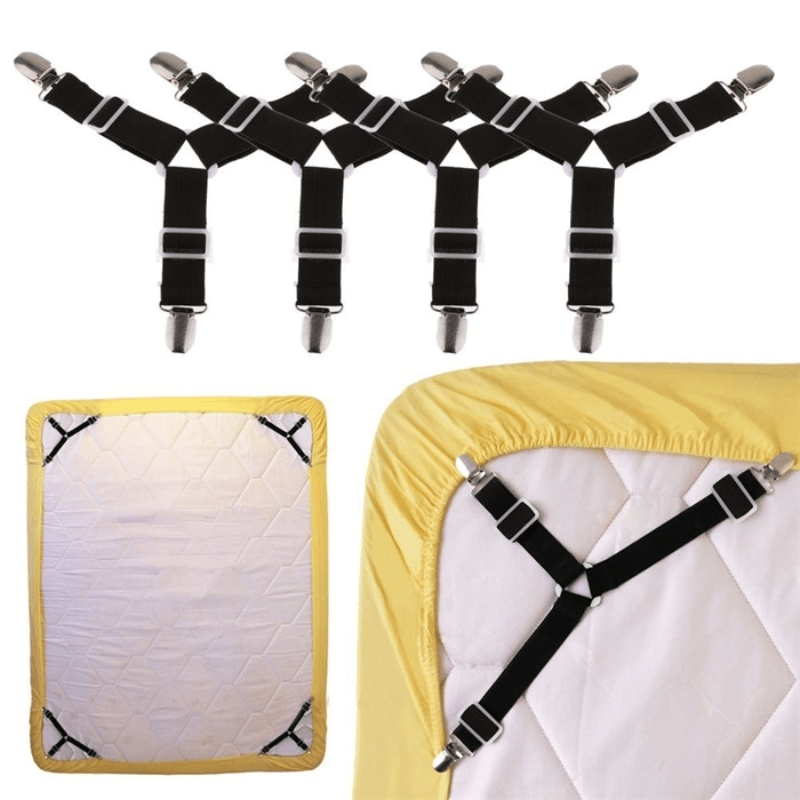 Adjustable Elastic Bed Sheet Clips Grippers Set Mattress Strapsit Bedding  Linen Fasteners Way Sides Suspenders Sheet Holders - AliExpress