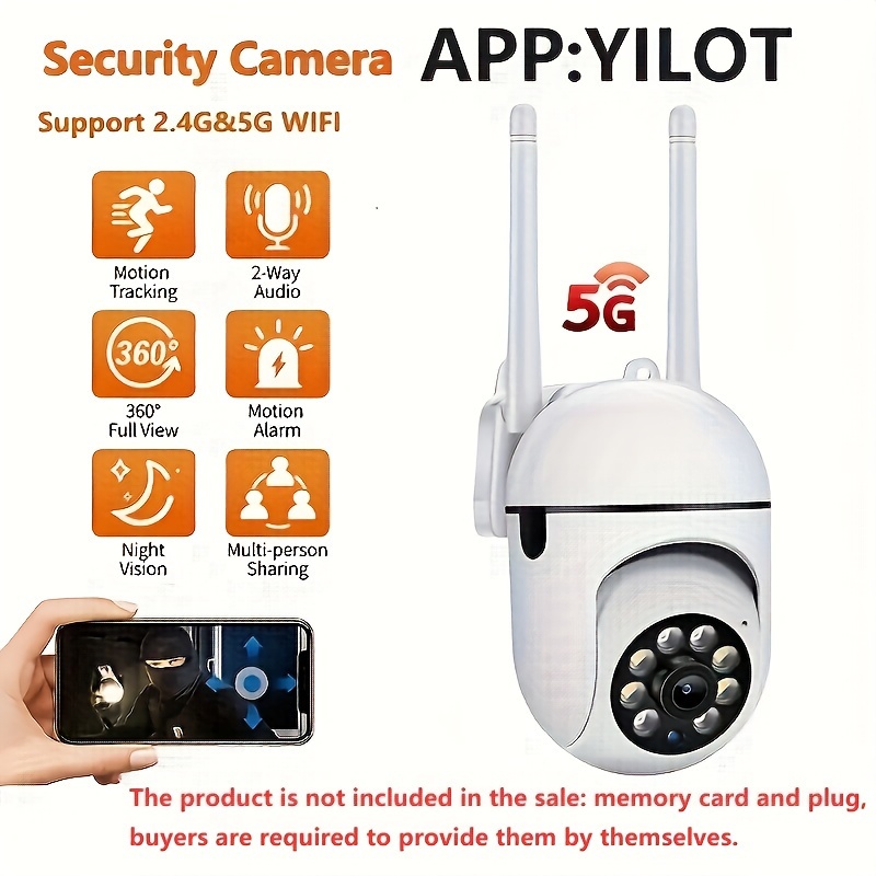 Yilot 5MP 5G WiFi Cámara IP inalámbrica para exteriores PTZ Cámara de  seguimiento AI Cámara de seguridad 1080P CCTV vigilancia audio 2 vías Mini  Cam