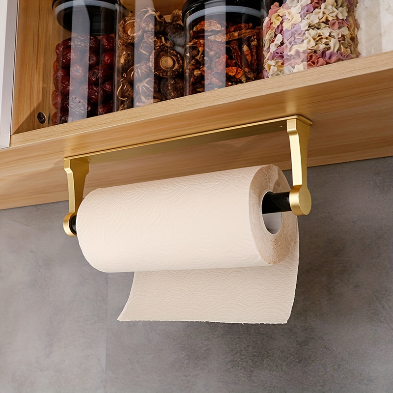 1 Piece, No Need To Punch Paper Towel Holder Under Cabinet Black Wall  Mounted Paper Towel Holder, Under Counter Vertical Hanging Paper Towel  Holder With Damping Ratchet Suitable For Kitchen Bathroom And