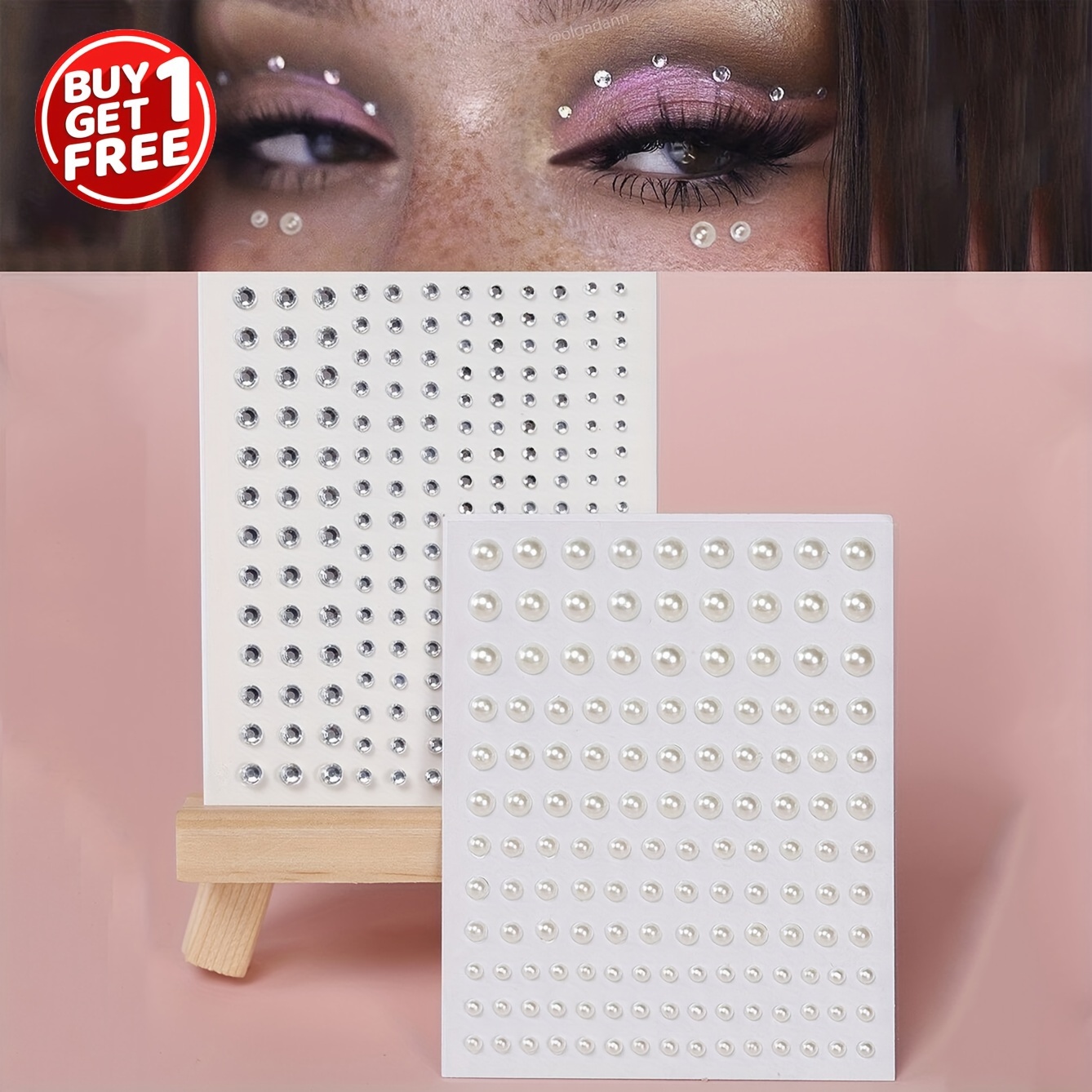 4 PCS/Set Self-Adhesive Face Rhinestones For Makeup Festival Face Jewelry,  Stick On Pearls Hair Gems, Pearl Rhinestones Stickers For Face, Hair, Eye