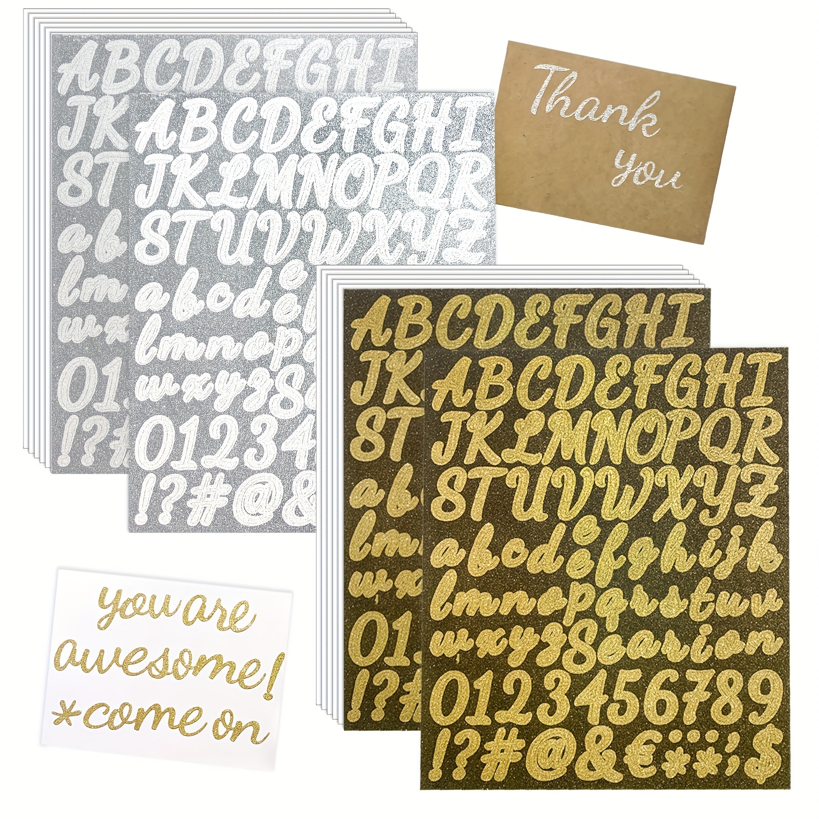  Pegatinas pequeñas de letras adhesivas doradas brillantes,  letras del alfabeto A-Z, etiquetas para manualidades : Productos de Oficina