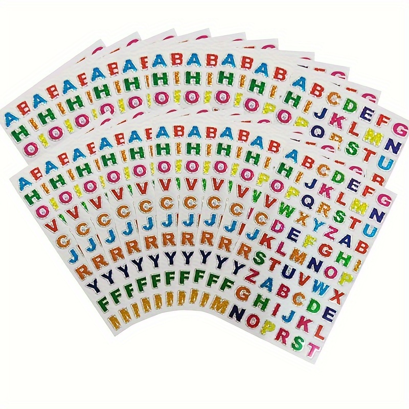 Letras adhesivas pequeñas y brillantes, letras del alfabeto AZ, pegatinas  para manualidades