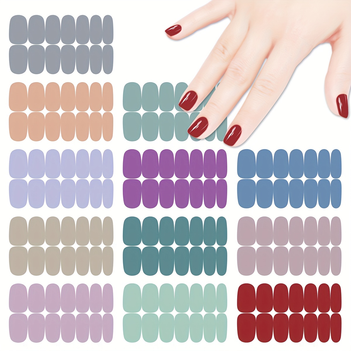 12 Folhas De Design Simples Série Tiras De Esmalte Para Unhas Completas  Envoltórios De Unhas Autoadesivos Adesivos De Esmalte Para Mulheres Meninas  Acessórios De Unhas Com 1 Peça De Lixa De Unha