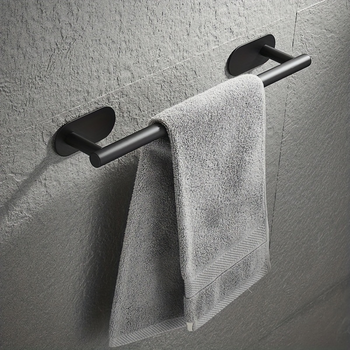 Taozun Toallero – Toallero con 2 paquetes de ganchos adhesivos, color  negro, toallero de mano de 16 pulgadas para pegar en la pared, kit de  accesorios