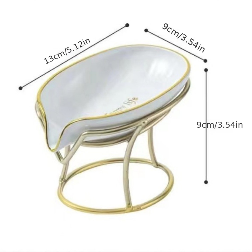 Plcnn Bar Soap Holder Self Draining Soap Dish, Decorative Bathroom Soap Tray with Gold Iron Frame Creative Soap Box for Bathroom, Kitchen Sink Home