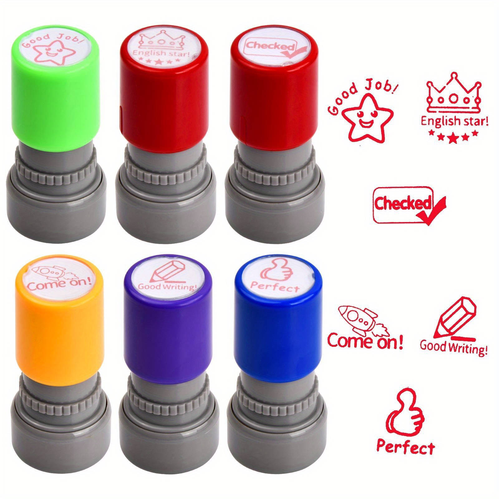 Stamp Enjoy Self-ink Flash Stamp Set, Multicolor Teacher Stamps, Office  Stationery Stamps, Pre-inked, and Premium Ink Refill 
