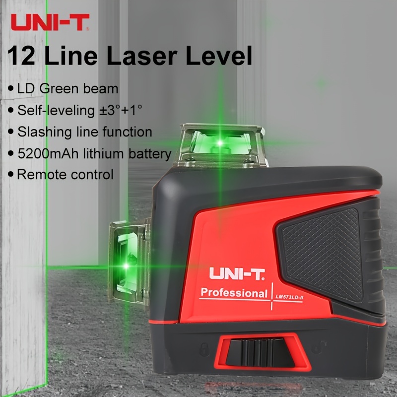 Nivel láser autonivelante 360, kit de nivel de línea cruzada verde de 12  líneas con batería recargable, soporte magnético ajustable y bolsa de