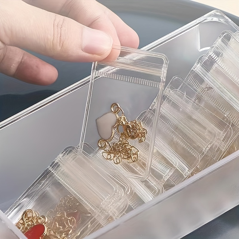 100pcs PVC Clear Jewelry Bag, Anti Oxidation Zipper Bag, Plastic Bags For  Packaging Jewelry Rings Earrings, Transparent Poly Small Items Storage Bag