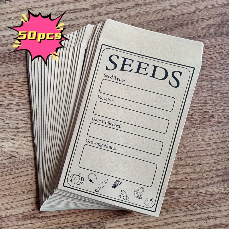 500 Pieces Seed Envelopes Seed Packets Seed Envelopes Resealable Seed  Packets Envelopes for Collection of Vegetable Seeds, 3.15 x 4.72 Inch  (White)