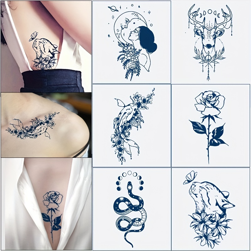 Adesivo De Tatuagem , 1 Folha Padrão De Gato Tatuagens Temporárias Para  Mulheres , Adesivos De Tatuagem Adultos , Tatuagens Falsa Isso Real , Para