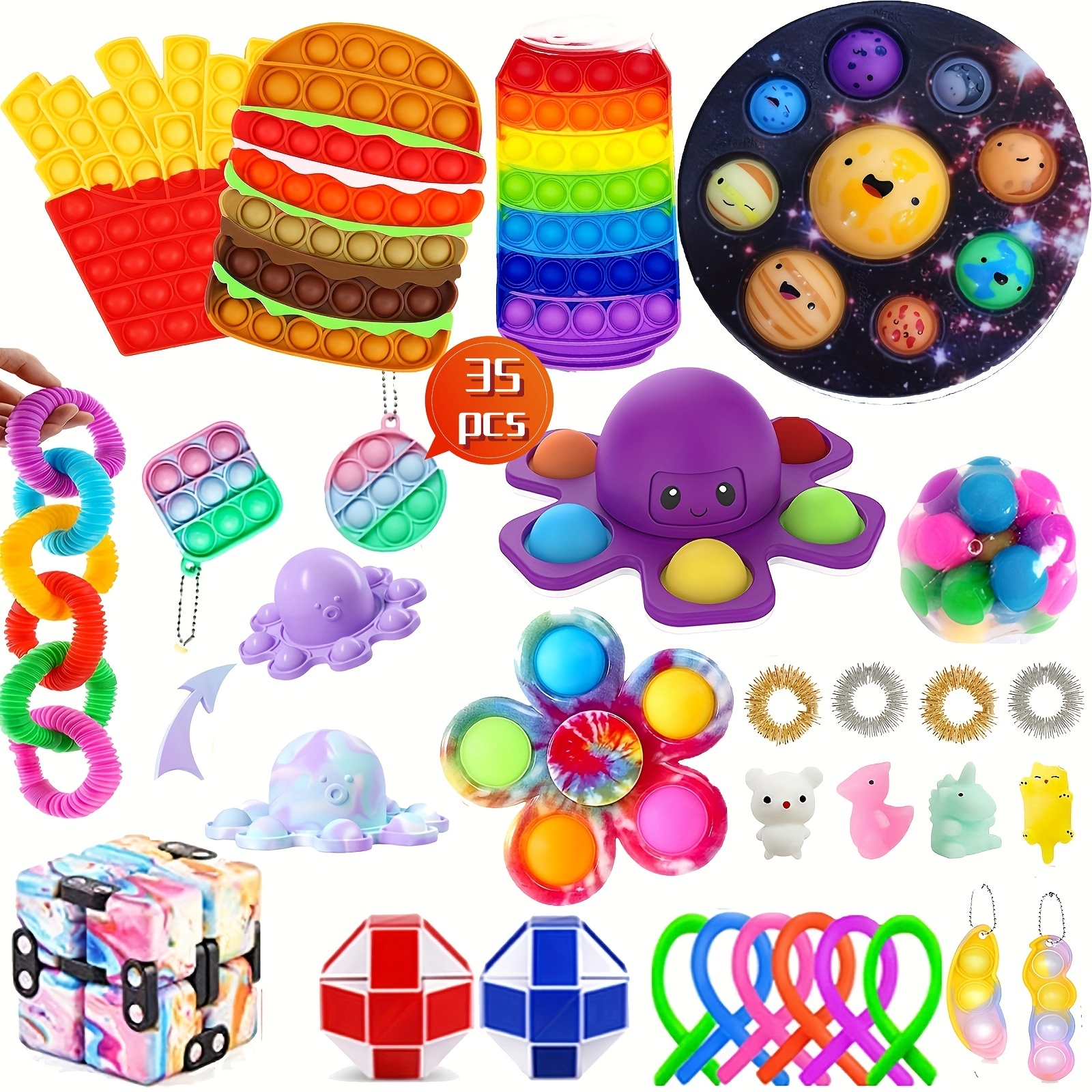 CAMILY 31Pcs - All Bestseller Fidget Toys in One Set, Push Pop It Toys  Pack, Pop It