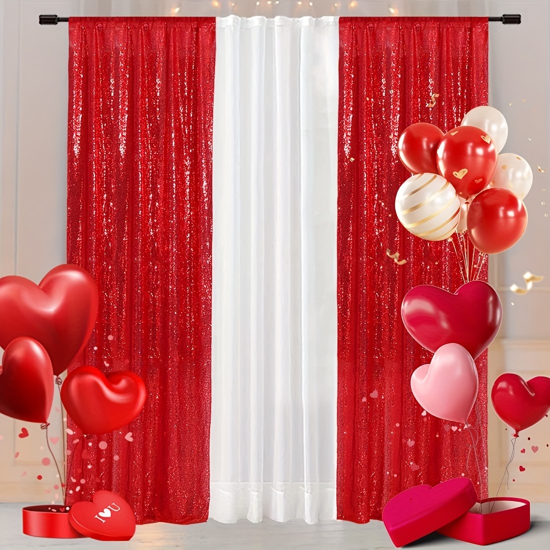 Cortinas de fondo rojas de 10 x 10 pies para fiestas, cortina de fondo roja  para baby shower, cumpleaños, fotos, hogar, fiesta, telón de fondo, 5 x 10
