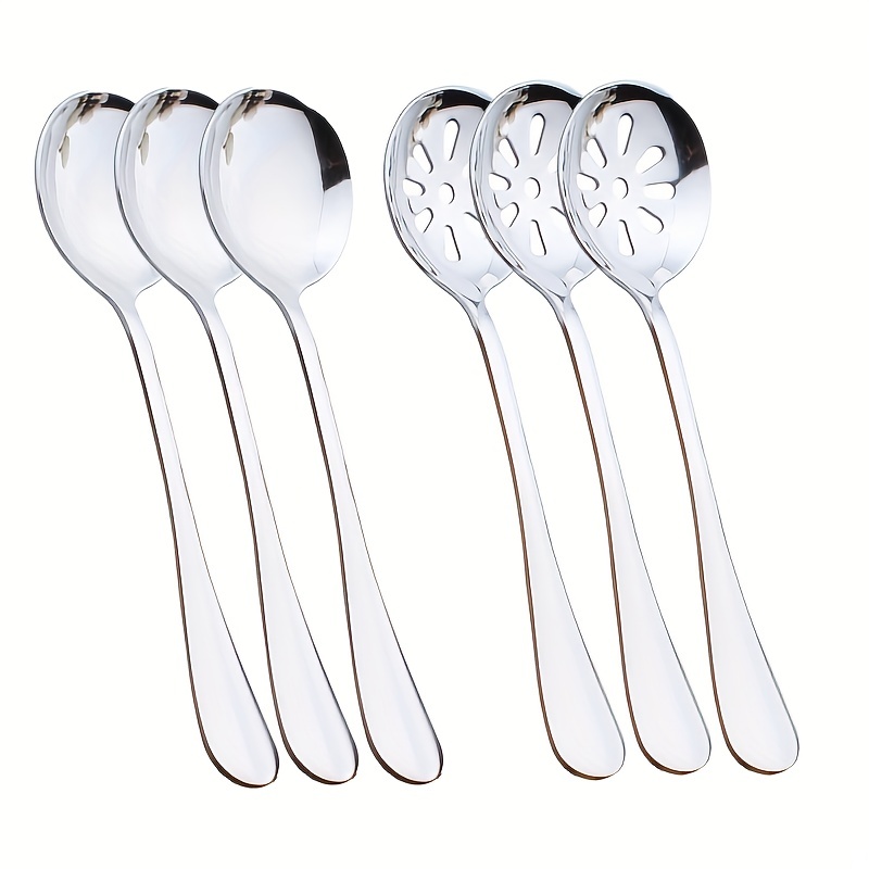 Metal Spoon for Buffet - Pack of 2 - Commercial Stainless Steel Serving  Spoons - Large Cooking Skimmer