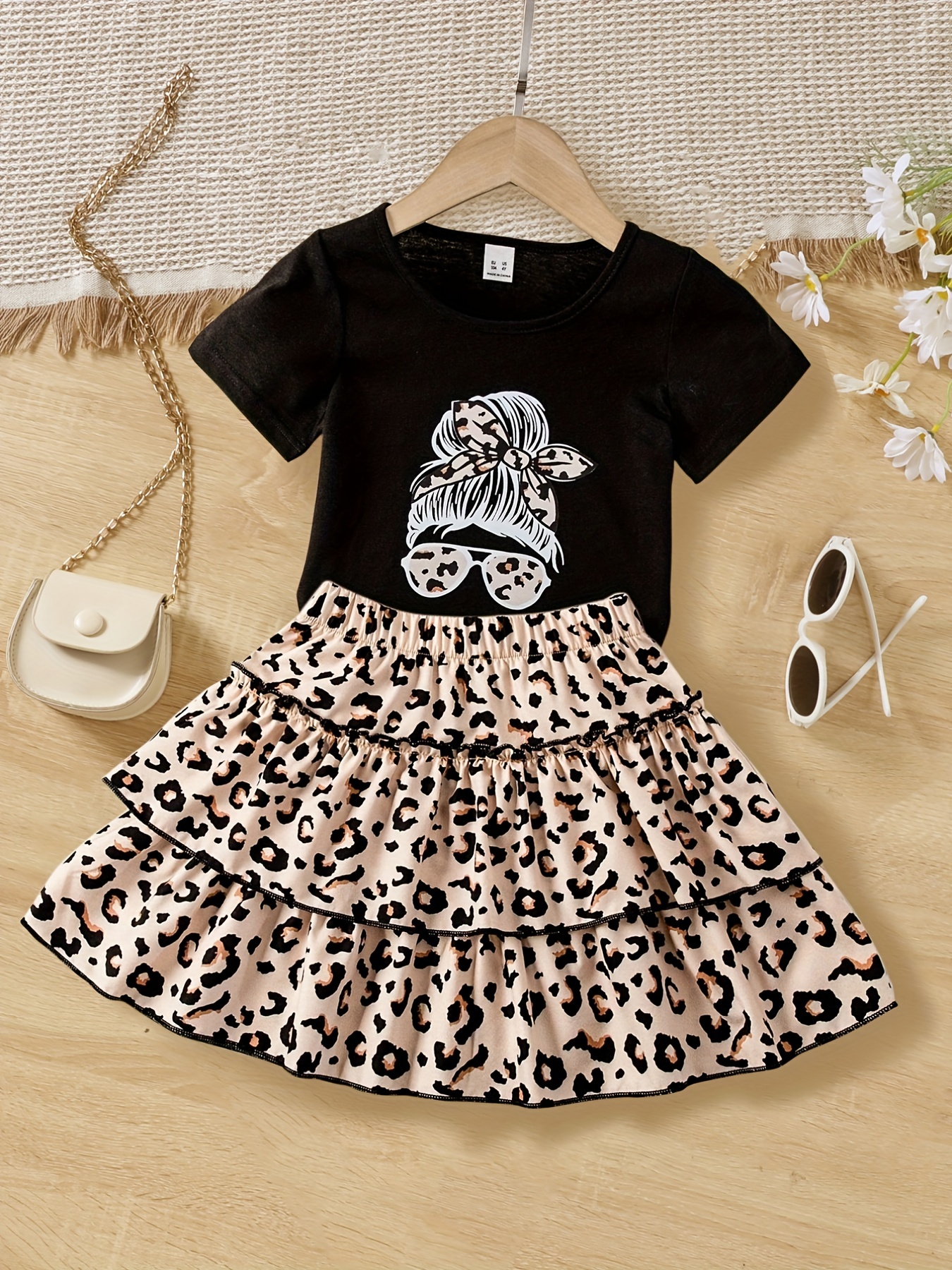 Conjunto Elegante Niña 3 Uds. Conjunto Falda Tutú Estampado - Temu