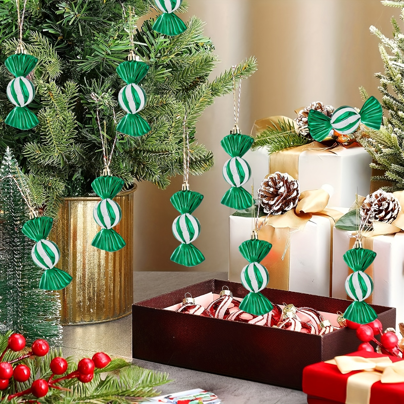 12pcs, 2.4 Inch Velvet Christmas Balls Christmas Ornaments Balls Christmas  Tree Decorations For Family Holiday Wedding Party Xmas Tree Hanging Decorat