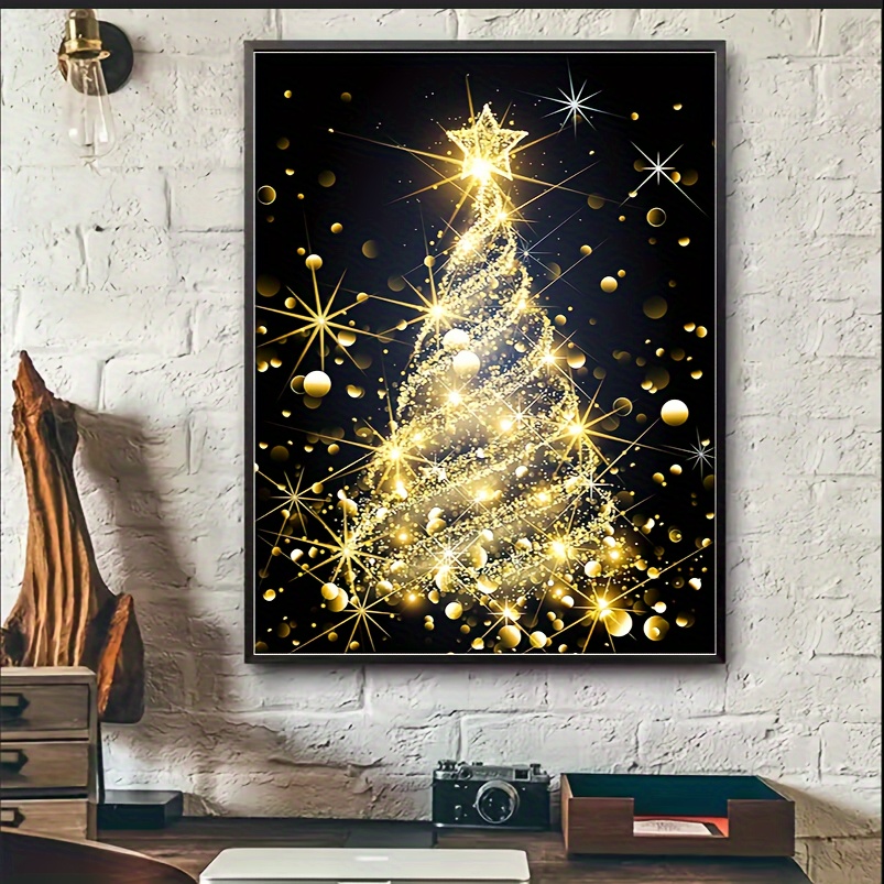 5D Diamond Painting Purple and Gold Christmas Tree Kit - Bonanza