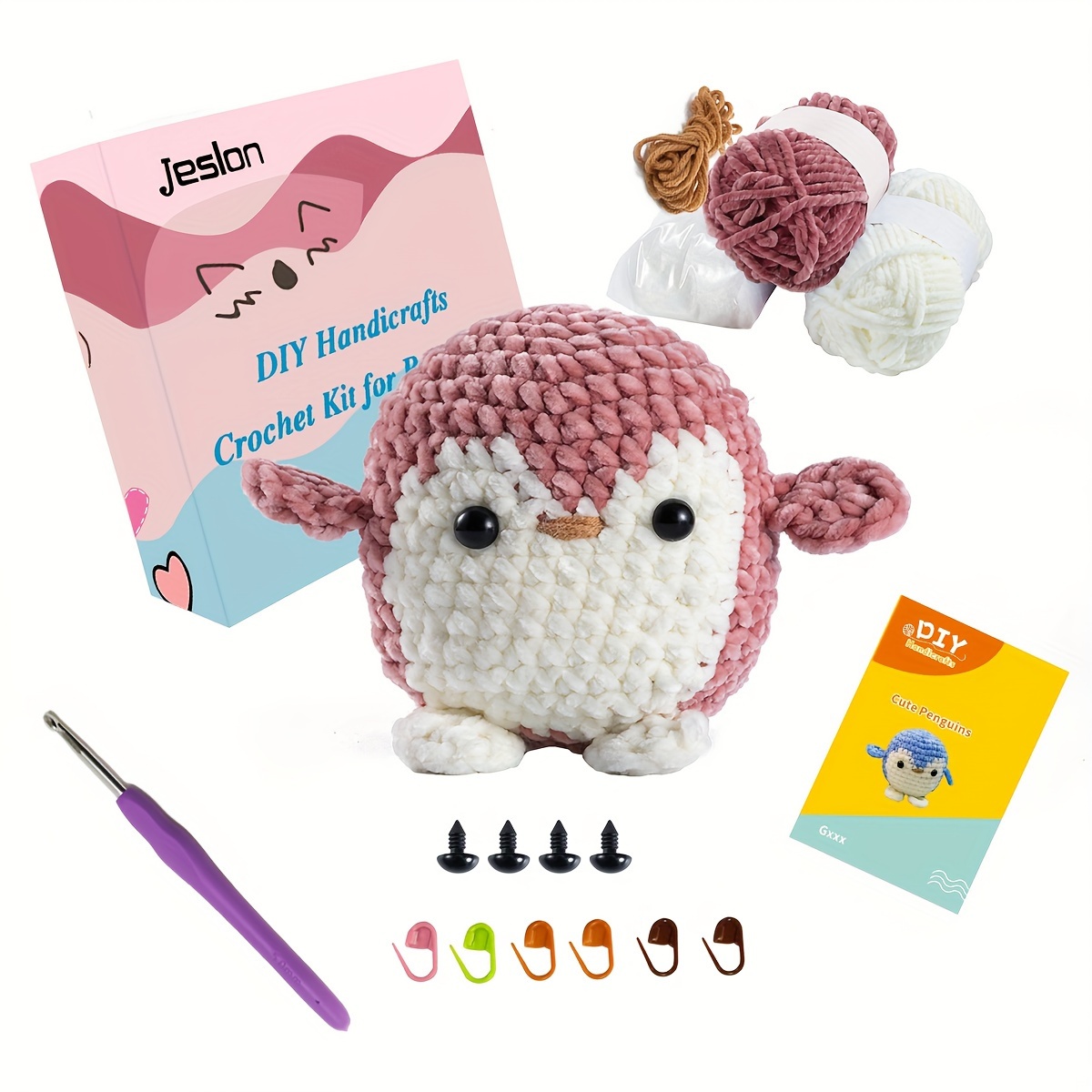 Wobbles Crochet Kit Beginner Crochet Start Kit Knitting Kit DIY Craft Art  For Adults And Beginners Crochet Animal Kit Woobles