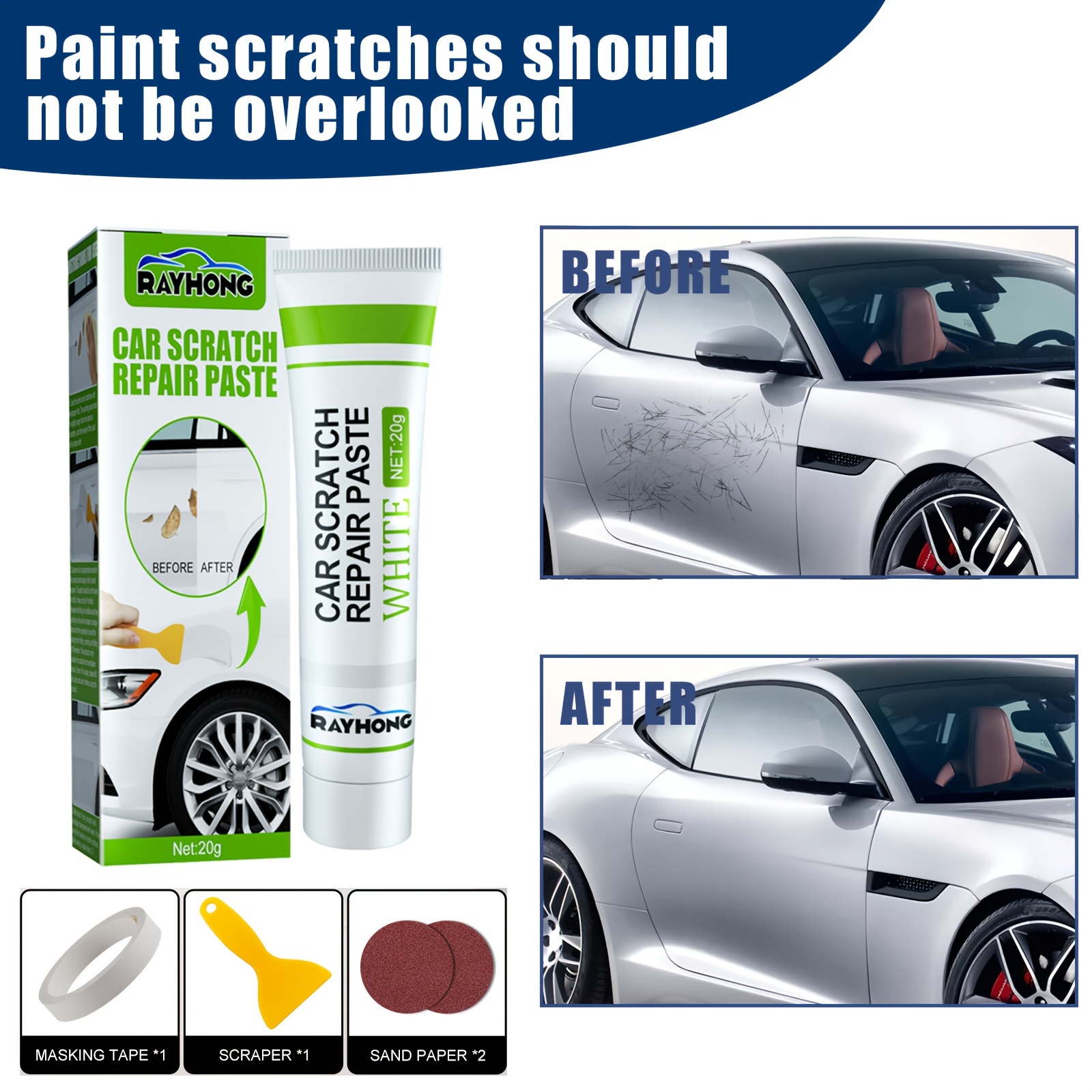Rayhong Automotive Paint Pen Car Scratch Repair Pen Car Scratches Swirls  Removal Pen - White