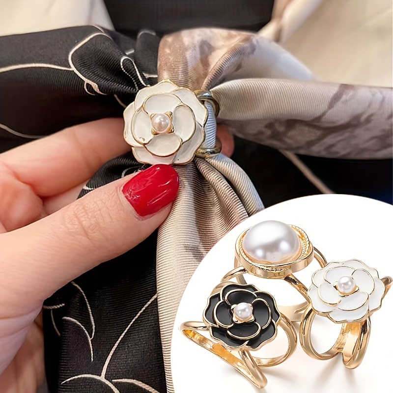 Fashion Women's Crystal Horseshoe Buckle Silk Scarf Brooches For Woman Gold  Rings Clip Shawl Buckles Jewelry Accessori All-match