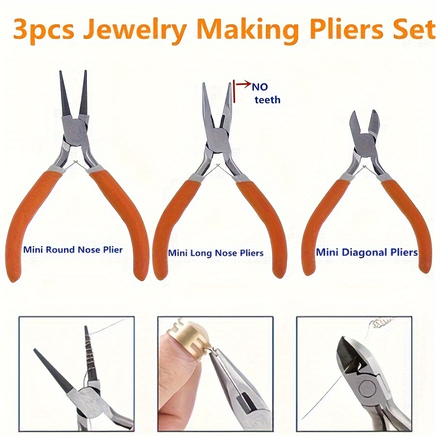 5Pcs Jewelry Pliers Jewelry Making Pliers Tools with Needle Nose  Pliers/Round Nose Pliers/Chain Nose Pliers/Bent Nose Pliers/Zipper Pliers  Wire