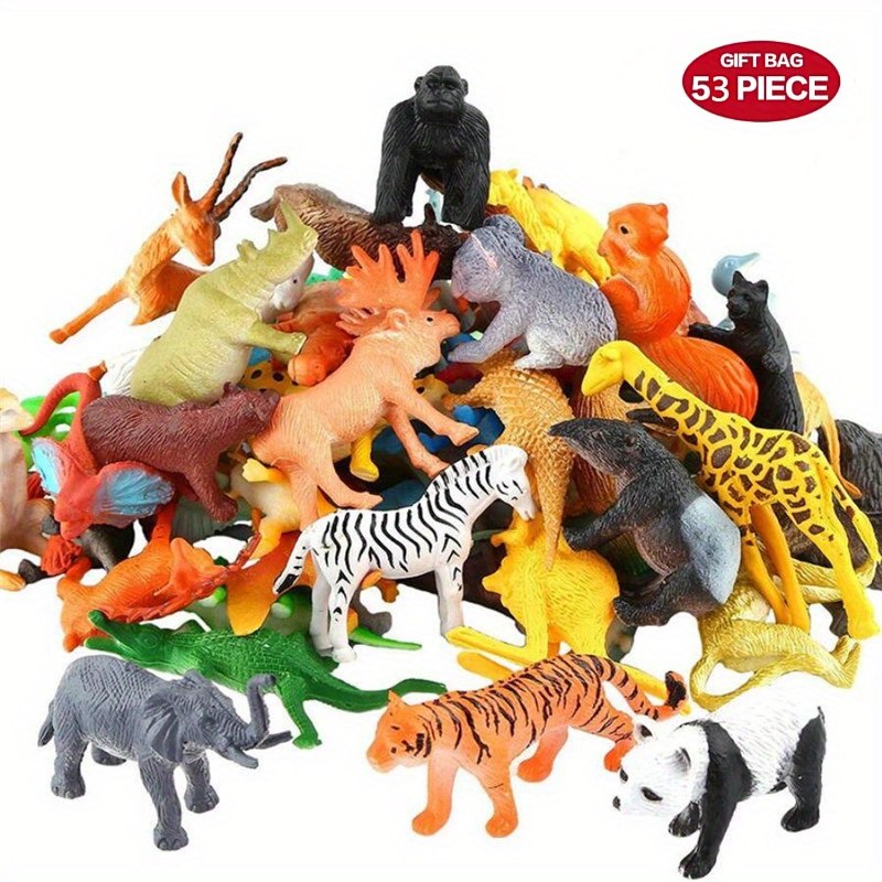 Juego de 9 juguetes de animales salvajes, figuras de animales de la selva  de la sabana, mini recuerdo de fiesta, decoración de pastel de zoológico de