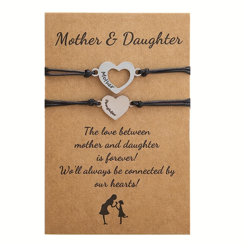 Back to School Gifts Mother Daughter Bracelet Set for 2 First Day of School Bracelet Mommy and Me Bracelets for Mother Daughter Girls Boys Wedding