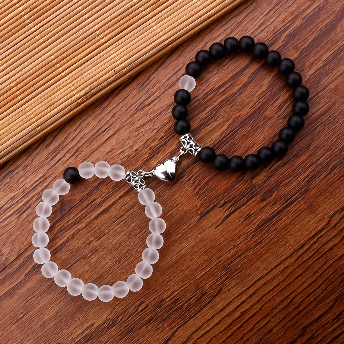 Leatic Magnetic Couple Bracelets Relationship Distance Bracelet Heart Energy Stone Beads Gemstone Beaded Agate Bracelet Matching Bracelets for