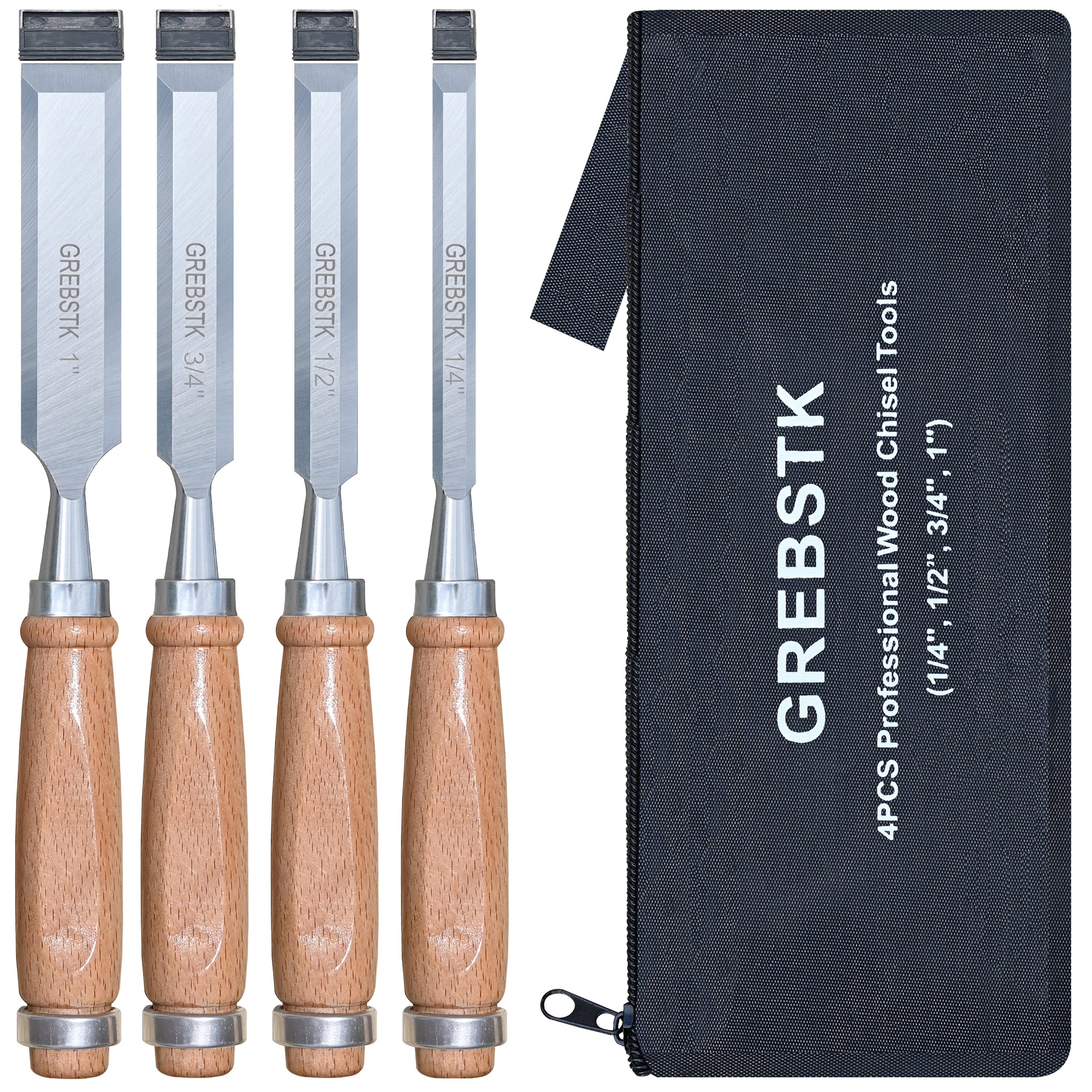 8 Piece Wood Chisel Woodworking Lathe Hand Tool Set - Includes Gouges,  Skews, Round Nose, Spearpoint, and Parting Chisels 