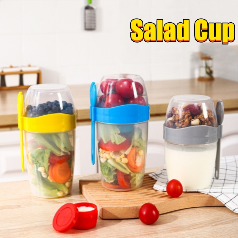 2-tier Stainless Steel Yogurt And Cereal Container With Leak-proof Lid -  Portable Insulated Food Cup For Salad, Soup, And Porridge - Kitchen  Supplies - Temu