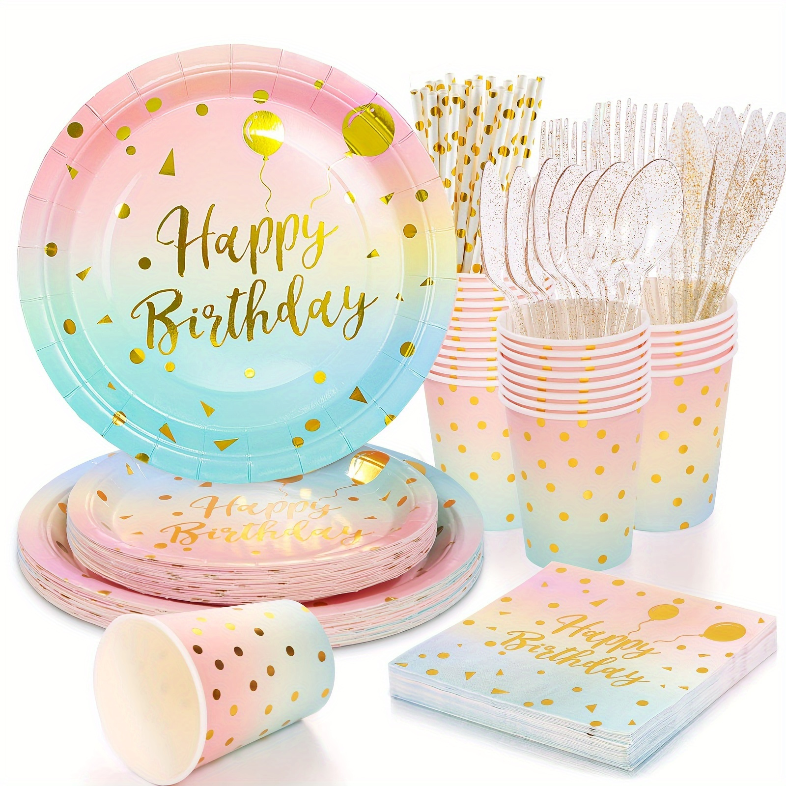 96 piezas de vajilla para fiesta de cumpleaños temática de 80 años,  suministros de fiesta de cumpleaños de 80 años, platos, servilletas,  tenedores