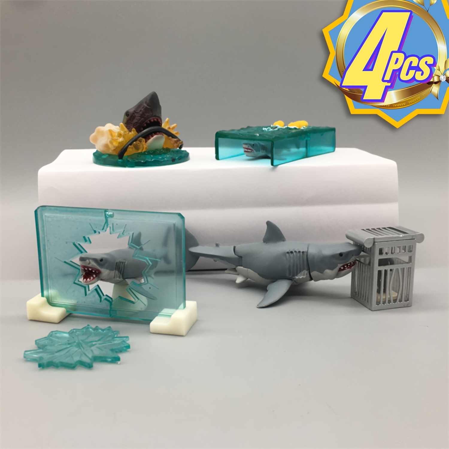 Adventure Force Grand jouet requin en plastique souple, gris, conçu pour  les 3 ans et plus 