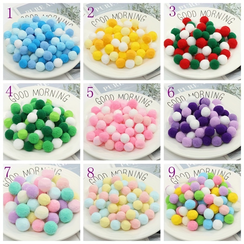 120pcs Assorted Sizes & Colors Craft Pom Poms Balls for Hobby Supplies and DIY Creative Crafts Party Decorations (09)