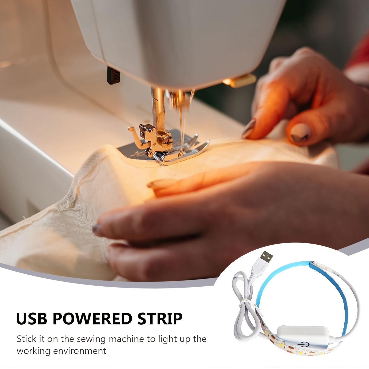 LED Sewing Machine Light Strip Kit SMD2835 White USB5V Powered With Touch  Switch Lighting Strips for Cabinet Kitchen