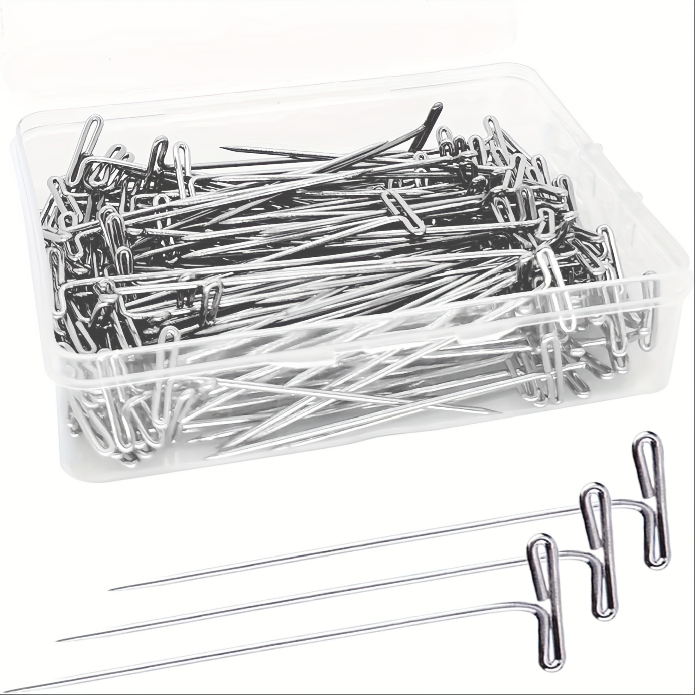  T Pins, 100 Pack 1.5 inch T-Pins, T Pins for Blocking Knitting,  Wig Pins, T Pins for Wigs, Wig Pins for Foam Head, T Pins for Sewing, Wig T  Pins, Blocking