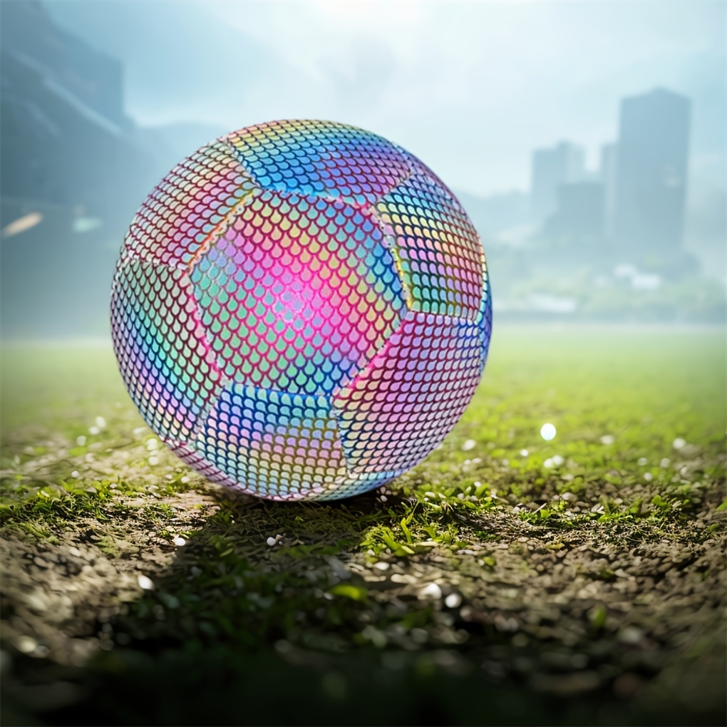 Reflective Soccer, Holographic Soccer Luminous Soccer, Glowing Soccer Ball  Size 4/5 Standard Practice Training Soccer, Glow in The Dark by Light